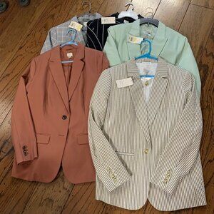 collection of 5 TARGET Blazers, size 18, mint/tan stripe/rose/blackstripe/black